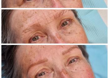 Brow tattoo using hairstokes for client with no brows